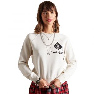 Superdry Pull en biologique avec col rond brodé Marron - Taille 40