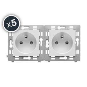 Debflex Caly mecanisme double prise 2P+T precablee blanc boite de 5 - 802002