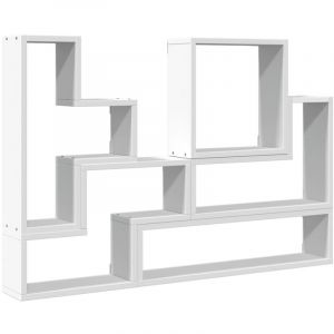 VidaXL Étagère murale blanc 96x12x64 cm bois d’ingénierie, étagère murale cube, organisateur cube, étagère flottante, rangement cube