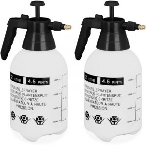 Relaxdays Pulvérisateur universel manuel 2L, lot de 2, jet réglable, pour eau et désherbant, brumisateur jardin, blanc - noir