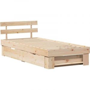 VidaXL Cadre de lit avec tiroir Marron 90 x 190 cm Bois massif en pin