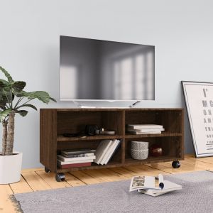 Image de VidaXL Meuble TV sur roulettes Chêne marron 90x35x35cm Bois ingénierie