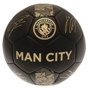 Manchester City FC Man City Phantom Signature Ball Black Gold Size 5 Ballon Unisexe pour Adultes Multicolore