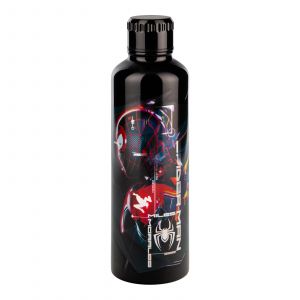 Paladone Miles Morales Spider-Man Bouteille d'eau en métal sous licence officielle Marvel Superhero 500 ml Bouteille isotherme réutilisable en acier inoxydable pour l'école, le sport, le travail