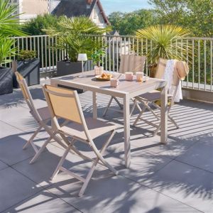 Hesperide Table fixe carr&eacute;e 4p Evasion lin/argile