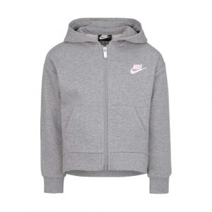 Nike Club-Sweat à Capuche et Fermeture complète pour Fille (Petits Enfants), Heather, Taille 5 Cardigan, Gris (Carbone chiné), 4 años