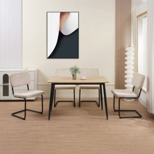 M&S Ensemble repas table naturel + 4 chaises velours beige - scandi