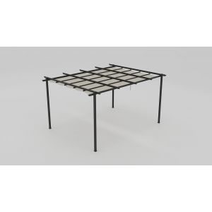 Pergola camus adosse 3x3 gris avec toile beige