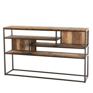 Image de Console 4 niveaux Teck recyclé acacia mahogany et métal L 150 x P 35 x H 91 cm