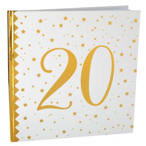 Ruedelafete Livre d'or 20 ans Joyeux Anniversaire Blanc et Or