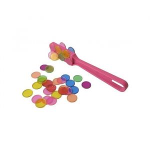 Kim'play Kit baton magnetique loto rose et 100 pions multicolore aimantes - ramasse jetons - jeu bingo - set accessoires 2 en 1 et carte