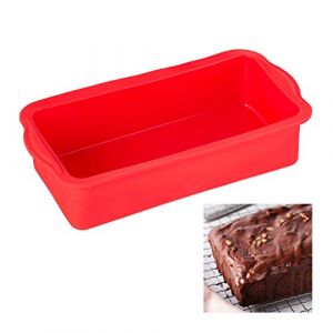 Image de Relaxdays Moule à gâteaux rectangle 28,5 cm, en silicone antiadhésif, résistant chaleur pro, rouge