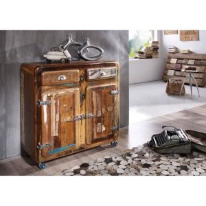 Buffet 90x40 Bois de récupération laqué Multicolore freezy 37 - multicolore