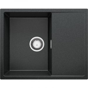 Evier Cuisine en Granit 62 x 50 cm Lavabo 1 bac + Siphon Classique, Évier à Encastrer de Primagran Graphite - black#white