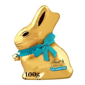 Lindt LAPIN OR - Moulage Chocolat au Lait Caramel Sal&eacute; - Id&eacute;al pour P&acirc;ques, 100g