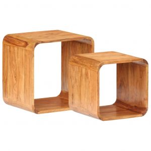 Image de VidaXL Tables d'Appoint Bois d'Acacia Solide 2 pcs