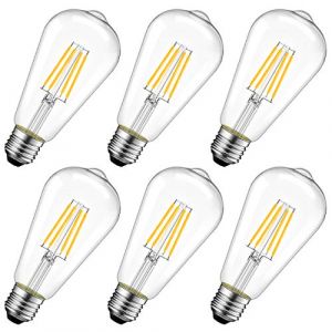 LVWIT 11W Ampoule LED Filament E27 ST64, Equivalent à Ampoule Incandescente 100W, Ampoule Rétro Edison, 1521LM 2700K Blanc Chaud, Non-dimmable, Lot de 6