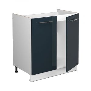 Meuble Bas Sous-Évier Fame-Line, 80 Cm Sans Plan De Travail, Bleu Foncé Brillant, Vicco