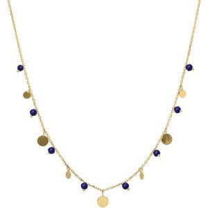 Collier Argent Doré Pampilles Et Pierres Naturelles Lapis