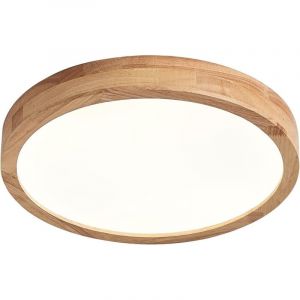 Plafonnier LED en Bois Plafonnier Rond 20CM, Lampes de Plafond Moderne pour Salon Chambre Cuisine Salle &agrave; manger Couloir - 6000 K Blanch Froid