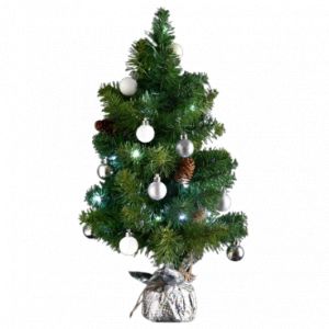FEERIC LIGHTS Sapin de Noël 50 cm blanc avec décorations d'ambiance et 20 lumières LED