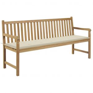 VidaXL Banc de jardin avec coussin crème 175 cm Bois de teck massif