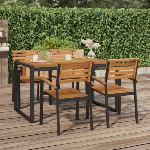 VidaXL Chaises de jardin empilables 4pcs bois massif d'acacia et m&eacute;tal
