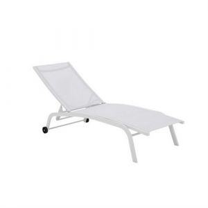 Chaise longue DKD Home Decor Avec des roues PVC Aluminium 187 5 64 97 cm Blanc