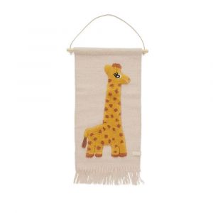 Tapis mural girafe rose 95% laine 5% coton 70x32cm