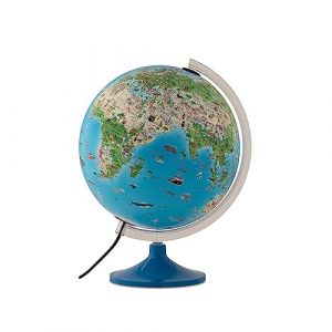 Tecnodidattica – Globe terrestre Atmosphere Family Solid pour enfants | lumineux | cartographie illustrée | diamètre 30 cm – textes