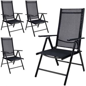 Lot de 4 chaises de jardin &agrave; dossier haut r&eacute;glable