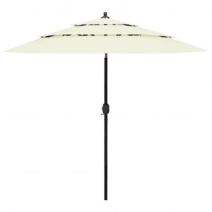 Image de VidaXL Parasol à 3 niveaux avec mât en aluminium Sable 2,5 m