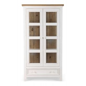 Décoration d'Autrefois Vaisselier 1 Tiroir Bois Blanc 96x47x179cm