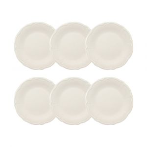 Novastyl Lot de 6 assiettes plates en grès blanc 26cm