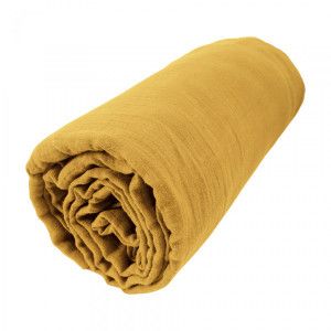 Drap housse gaze de coton (140 cm) Gaïa Jaune safran