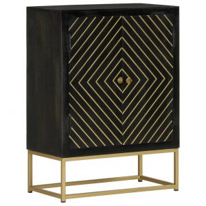 VidaXL Buffet avec 2 portes noir et doré 55x30x75 cm manguier