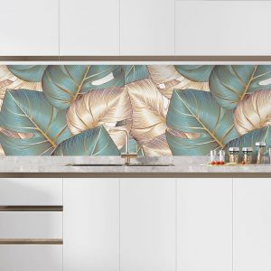 Crédence adhésive sticker pour cuisine - Fleurs tropicales 3617681358275 - Adhésif + Protection MATE - 50x90 cm