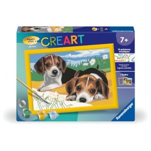 Ravensburger CreArt Kids 18x24 cm - Numéro d'art - Chiots Beagle - Kit de Peinture par numéros - Dès 7 Ans - 12023033