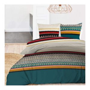 Soleil d'Ocre Parure housse de couette en coton 57 Fils/cm2 220x240 cm EVASION bleu par