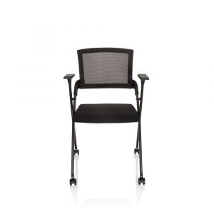 hjh OFFICE Chaise pour visiteur / Chaise pliable PRIORITY II Tissu maille/Tissu Noir