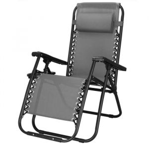 Springos Chaise Longue De Jardin Pliable Avec Appuie-T&ecirc;te Et Table D&rsquo;Appoint &ndash; Fauteuil Relaxation Inclinable 'zero Gravity