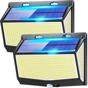 Lampe Solaire Exterieur, 468led 2000lm Lampe Solaire Exterieur Detecteur De Mouvement, 3 Modes Lumiere Solaire Exterieur, Ip65 Eta