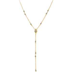 Collier En Argent Cravate Doré Pierre Naturelle Labradorite