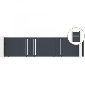 Casanoov - Portail coulissant 6m giona H.140cm alu gris + Portillon 1M cimone H.140cm alu