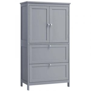 Armoire de salle de bain placard de cuisine meuble de rangement avec 2 tiroirs et 2 portes étagères réglables 30 x 60 x 110 cm blanc bbc551p31