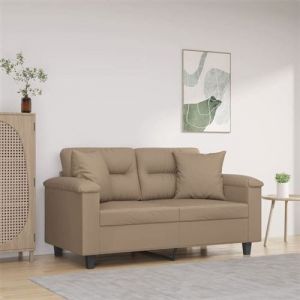 VidaXL Canap&eacute; 2 places avec oreillers cappuccino 120 cm similicuir