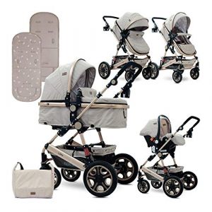 Image de Lorelli Poussette combinée trio 3 en 1 avec siège auto Lora set beige