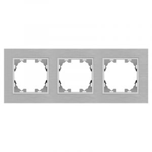 M Ledme 1 Cadre en Aluminium à 3 modules pour Prises et interrupteurs Plastique, Gris