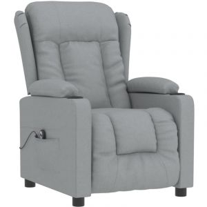 VidaXL Fauteuil Inclinable Électrique, Fauteuil de Relaxation avec Dossier et Repose-Pied, Fauteuil Releveur, Siège de Salle de Séjour Salon Intérieur, Moderne, Gris Clair Tissu