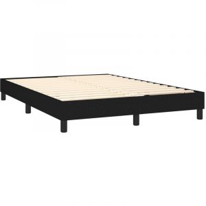 Décoshop26 Sommier à lattes sur pieds cadre de lit 140x190 cm tissu noir TDL0207023